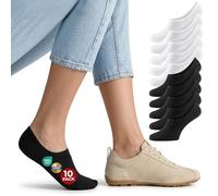 Mat & Vic's No Show Socks, Non-Slip Heel, 4-6, 10-Pack Black and White