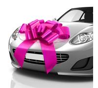 Mata1 - Huge Car Bow - Pink, 30 Inch / 76 cm - Big Gift Wrapping Bow for Large Gift Decoration - Giant Size for Indoor & Outdoor Use - 2 Ribbon Tails & 2 Suction Cups - No Magnets that Scratch
