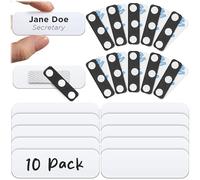 Mata1 - Magnetic Name Tags - (10 Pack, 1x3, White) - Round-Cornered Acrylic Name Badges with Extra-Strong Neodymium Magnetic Backing - Customizable Blank Name Tags for Students & Professionals