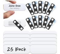 Mata1-USA - Magnetic Name Tags - (25 Pack, 1x3, White) - Round-Cornered Acrylic Name Badges with Extra-Strong Neodymium Magnetic Backing - Customizable Blank Name Tags for Students & Professionals