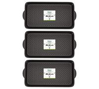 Matace 100% Rubber Boot Tray for Entryway - Water Resistant Shoe Trays- Natural Rubber Mats for Shoes, Boots, Pets - Indoor and Outdoor Use, 3 Pack, 27.95"x 15.74", Black