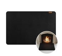 Matace 60x40 Inch Rectangle Fireproof Fireplace Mat, Fire Resistant & Waterproof Silicone Hearth Rug, Fiberglass Wood Stove Pad, Ember & Spark Floor Protector, Black