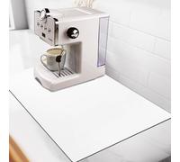 Matace Coffee Mat for Countertop, Absorbent Dish Drying Mat for Kitchen, Quick Dry Rubber Backed Espresso Mat, Under Coffee Maker, 12" x 19", Solid White