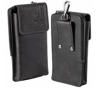 MATADOR #Brisbane 2-in-1 Real Leather Mobile Phone Belt Bag with Zip Compartment with Elegant Gift Box and RFID Protection, Elegant Mobile Phone Case Leather for Smartphones up to 6.9 Inches in Matte
