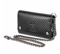 MATADOR #Dallas Biker Wallet with Chain Leather with Elegant Gift Box, Elegant Wallet with Chain Men and RFID Blocker, Luxury Wallet with Chain Men Many Card Slots, Black carbon, L, American
