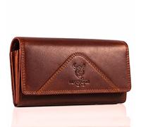 MATADOR Genuine Leather Women's Purse TÜV Tested RFID Protection Women Purse Slim Design, Vintage Brown, 18 x 9.5 x 3 CM, Classic