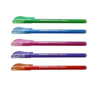 Matador Hi-School Colours Ball Pen | Ultra Fine 0.6mm Tip for Smooth Writing with Ergonomic Grip, Comes in 5 Multi Colours for School, Office, Sketching, & Creative Projects (Pack of 5)