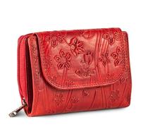 MATADOR Murcia Women's Leather Wallet with Elegant Gift Box, Elegant Purse Medium Size with RFID Blocker, Luxury Purse Women's Medium Large Many Card Slots, Flowers Red, Mittelgroß, Classic