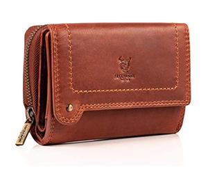MATADOR Perth Women's Leather Purse Medium Size with Elegant Gift Packaging Elegant Leather Purse Women's Medium in Landscape Format RFID Purse Women's Leather Purse Medium Size, Vintage Brown, 15 x