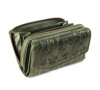 MATADOR #Sevilla Women's Leather Purse Medium Size with Gift Box, Luxury RFID Purse Women, Purse Women, Many Compartments, Leather Wallet, Elegant Purse Women, Flower Green, Classic