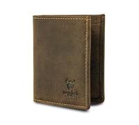 MATADOR Slim Chicago Wallet Small with Coin Compartment and RFID Protection Credit Card Holder Wallet for Men Genuine Leather Card Holder Mini Wallet Includes Gift Box, Hunter Brown, With S coin