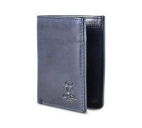MATADOR Slim Chicago Wallet Small with Coin Compartment and RFID Protection Credit Card Holder Wallet for Men Genuine Leather Card Holder Mini Wallet Includes Gift Box, navy blue, With S coin