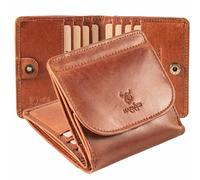 Matador Small wallet for men and women made of genuine leather with large coin compartment, mini wallet with RFID protection, TÜV tested and gift box, wallet for credit cards, Brown Konjac, WIEN