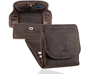 MATADOR Women's Small Leather Vienna Mini Women's Wallet with Elegant Gift Box, Elegant Wallet Men's Small with RFID Blocker, Luxury Small Wallet Men with Many Compartments, Dark brown, S, vintage