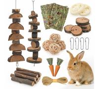 matafat Rabbit Toys, 30 Pcs DIY Rabbit Chew Toys Kit for Teeth Guinea Pig Treats Natural Timothy Hay Chips with Herbal Flowers Bunny Enrichment Toys for Hamster Gerbils Chinchillas