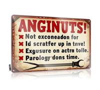 Matal Sign Ideas Simple Anginuts: Not Excusable For Idleness, Exaggeration On Action For Dorm - Play Room Decorations Customizable(30X40CM)