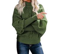 Matalan Ladies Jumpers Women's Winter New Mid Neck Loose Long Sleeve Knitted Solid Color Sweater Christmas Jumpers for Women Cotton (AG, L)