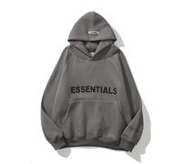 Mataluck Unisex Oversized Fleece Hoodie, Heavyweight Cotton Blend Streetwear Y2K Pullover with 3D Letter Detail, Comfortable Baggy Fit Sweatshirt for Men & Women, Ideal for Casual Daily Wear Gray