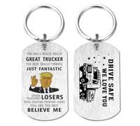Mataly Truck Driver Accessories Trucker Keychain - Funny Gifts for Truck Drivers - Drive Safe Keychain for Him We Love You