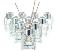 MATANA - 10 Empty Reed Diffuser Glass Clear Bottles with 40 Reed Diffuser Sticks, 50ml - Glass Diffuser Bottle Essential Fragrance Oil Diffusers for Home Bathroom Decorative, Glass Reed Diffuser