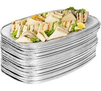 MATANA 100 Disposable Foil Serving Platters Large, 35x26cm - Disposable Serving Platters, Plates for Buffet, Party & Catering
