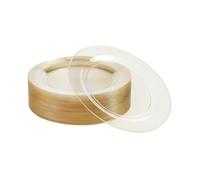 MATANA 100 Elegant Clear Hard Plastic Dessert Plates with Gold Glitter, 19cm - Sturdy & Reusable - Weddings, Birthdays, Baby Shower, Christmas, BBQs, Parties