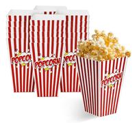 MATANA 100 Large Popcorn Boxes, 9x17cm - Red & White Striped Retro Design - Theatre, Cinema, Fun Movie Nights, Sleepovers, Kids’ Parties, Birthdays