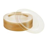 MATANA 100 Premium Clear Hard Plastic Dinner Plates with Gold Glitter, 26cm / 10 Inch - Elegant & Reusable Party Plates for Weddings, Birthdays, Picnic, BBQ, Parties