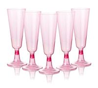 MATANA 100 Premium Pink Plastic Champagne Flutes with Glitters, 150ml - Reusable Toasting Glasses, Cocktail Prosecco Glasses for Weddings, Birthdays, Christmas, Bridal Showers, Themed Parties