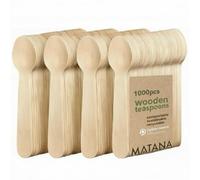 MATANA 1000 Premium Wooden Teaspoons - 14 cm Birch Wood, Smooth & Splinter-Free, Plastic-Free Mini Spoons for Coffee, Desserts, Tastings & Party Catering - Compostable and Biodegradable