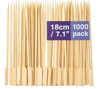 MATANA 1000 Wooden Paddle Skewers, 18cm - Flat Bamboo Sticks - Cocktails, Kebab, Burger, Barbecue, Chocolate Fountain, Fruits, BBQ Party - 100% Natural