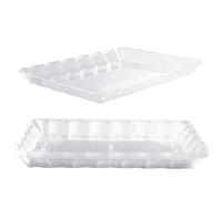 MATANA 12 Plastic Serving Plates for Appetizers & Finger Food - Catering, Buffets, Birthdays, Weddings, Christmas & Parties - Transparent, 32 x 24 cm - Sturdy & Reusable