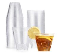 MATANA 120 Clear Hard Plastic Cups, Tumblers for Cocktails, Champagne, Wine & Desserts (255ml/9oz) - Weddings, Birthdays, Christmas, Parties - Elegant, Sturdy & Reusable