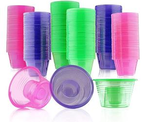 MATANA 150 Neon Plastic Bomb Shot Cups, 100ml - Shot Glasses for Layered Shots, Creative Cocktails & More - Weddings, Birthdays, Halloween, Festivals - Sturdy & Reusable