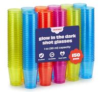 MATANA 150 Plastic Shot Glasses 30ml Neon - Reusable Shot Cups | 1oz Coloured Shot Glasses · BPA Free, Shatterproof, UV-Reactive · Jelly Shots, Sample Tasting, Parties, Stag, Hen Parties