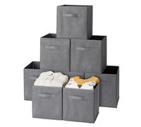 MATANA - 16 Pack Foldable Fabric Cube Storage Boxes, Collapsible Toy Basket for Clothes, Baby, Home and Office Room Organisers - Grey, 27.5cm x 27.5cm x 28cm - Perfect for Cube Shelves, Storage Units