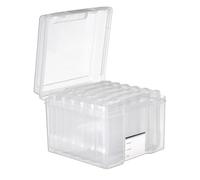 MATANA - 2 5"x7" Clear Photo Storage Box & Crafts Organisers, Including 12 Cases & Labels - For 1200 Family Photos, Memories, Stationary, Arts, Toys, Garden Seeds (Clear, 2 Pack)