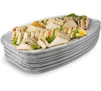 MATANA 20 Large Aluminium Foil Platters - 14" (35x26cm) Serving Trays - Oven & Freezer Safe, Reusable & Recyclable Buffet Platters for Party Food & Catering