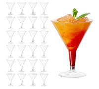MATANA 24 Plastic Martini Glasses 210ml Clear - Reusable Cocktail Glasses | BPA-Free, Washable, Easy Assembly; Clear Plastic Cups for Martinis, Margaritas, Desserts, Mocktails, Parties