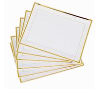 MATANA 24 White Plastic Serving Platters with Gold Border, Food Party Trays - 30x23cm - Buffets, Weddings, Birthdays, Christmas, Parties - Elegant, Sturdy & Reusable