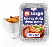 MATANA 25 Pack Large Aluminium Foil Trays 37×27cm (5000ml) - Heavy-Duty Turkey Roasting Tins - Oven & Freezer Safe, Reusable Disposable Baking Pans for Cooking, Catering & Parties