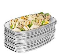 MATANA 40 Large Aluminium Foil Platters - 14" (35x26cm) Serving Trays - Oven & Freezer Safe, Reusable & Recyclable Buffet Platters for Party Food & Catering