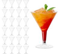 MATANA 48 Plastic Martini Glasses 210ml Clear - Reusable Cocktail Glasses | BPA-Free, Washable, Easy Assembly; Clear Plastic Cups for Martinis, Margaritas, Desserts, Mocktails, Parties