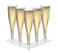 MATANA 48 Premium Elegant Clear Plastic Champagne Flutes, 133ml - Reusable Toasting Glasses, Cocktail Prosecco Glasses for Weddings, Birthdays, Christmas, BBQ & Garden Parties