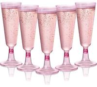 MATANA 48 Premium Elegant Pink Plastic Champagne Flutes, 150ml - Reusable Toasting Glasses, Cocktail Prosecco Glasses for Weddings, Birthdays, Christmas, Bridal Showers, Themed Parties
