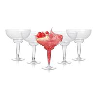 MATANA 48 Reusable Plastic Cocktail Glasses with Silver Glitter, 360ml/12oz - Shatterproof Cocktail Cups, Margarita Coupe Martini Daiquiri Glasses with Stem for Parties, Weddings & BBQs