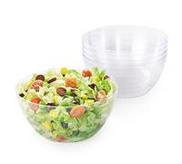 MATANA 5 Large Clear Hard Plastic Serving Bowls, XL 3500ml - Reusable Salad Bowls for Snacks & Crisps - Parties, Picnic, Birthdays, BBQ & More