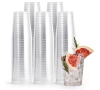 MATANA 50 Premium Clear Hard Plastic Cups - Reusable Gold Tumblers (285ml / 10oz) for Drinks, Cocktail, Dessert, Wedding, Parties