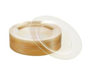 MATANA 50 Premium Clear Hard Plastic Dinner Plates with Gold Glitter, 26cm / 10 Inch - Elegant & Reusable Party Plates for Weddings, Birthdays, Picnic, BBQ, Parties