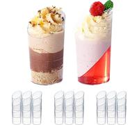 MATANA 500 Mini Clear Hard Plastic Dessert Cups for Parties (Angled Round, 70ml) - Elegant & Reusable Individual Dessert Pots for Cheesecake, Jelly, Puddings, Mousse, Tiramisu, Trifles